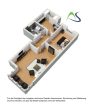 Lichtdurchflutete 2-Zimmer-Wohnung in ruhiger Wohngegend in Kumpfmühl-Ziegetsdorf - Grundriss 3D